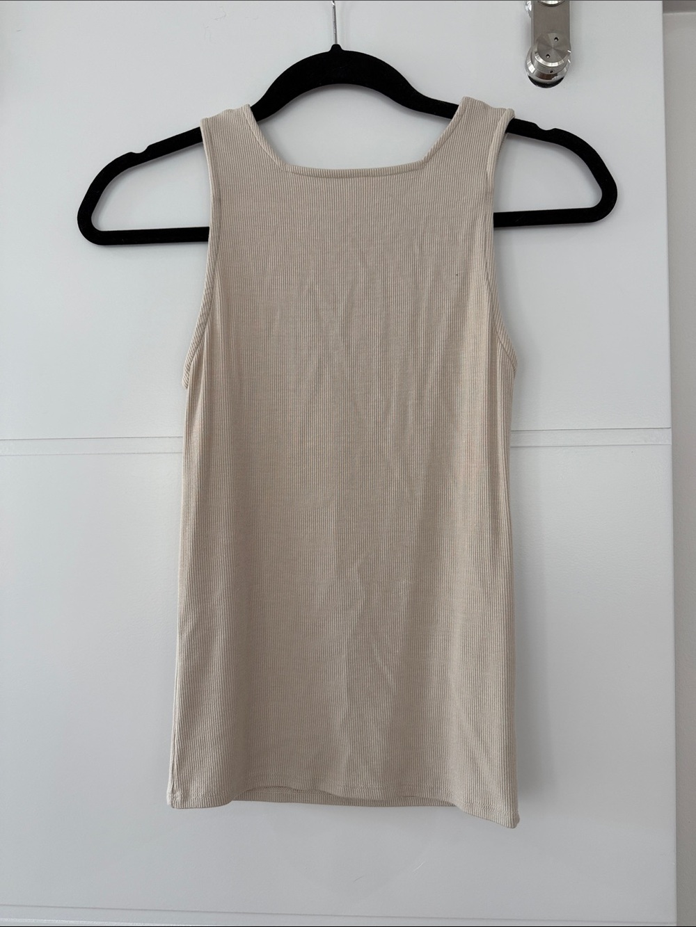 Joah Brown Ribbed Tank Top in Beige